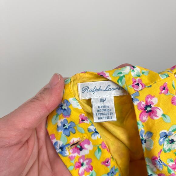 Ralph Lauren Girls Yellow Floral Dress 18 Months - Picture 5 of 9